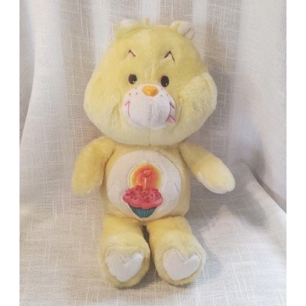 Kenner Care Bears Birthday Bear 1983 Vintage Plush Toy 13" Yellow Stuffed Animal
